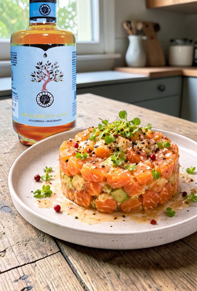 Tartare di salmone con condimento balsamico bianco - Acetaia castelli