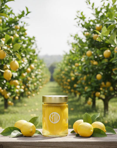 Vaso di limone di Sorrento Confit Orominerva nella limonaia