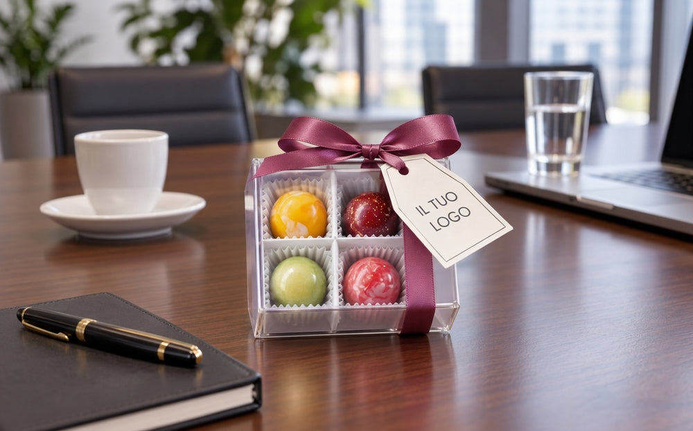 Gadget gourmet aziendali scatola di praline di cioccolato personalizzate- Nostrale Gourmet