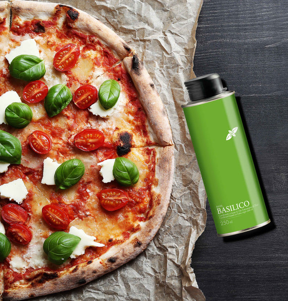 Olio Extra Vergine di Oliva Infuso al Basilico 250ml.