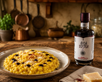 Risotto allo zafferano condito con gocce di Saba Mosto cotto d'uva di Acetaia Castelli- Nostrale Gourmet