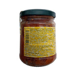 Back view of Italian sausage nut sauce jar, nutrition label visible, gourmet product