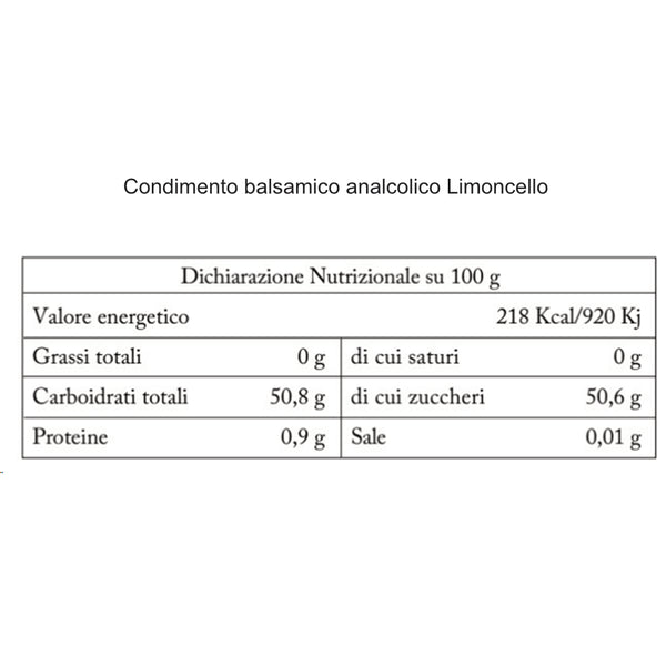 Condimento Balsamico Analcolico al Limoncello 250ml.