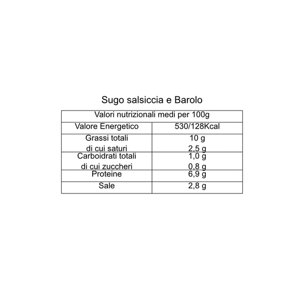 Sugo Salsiccia e Barolo 180gr.