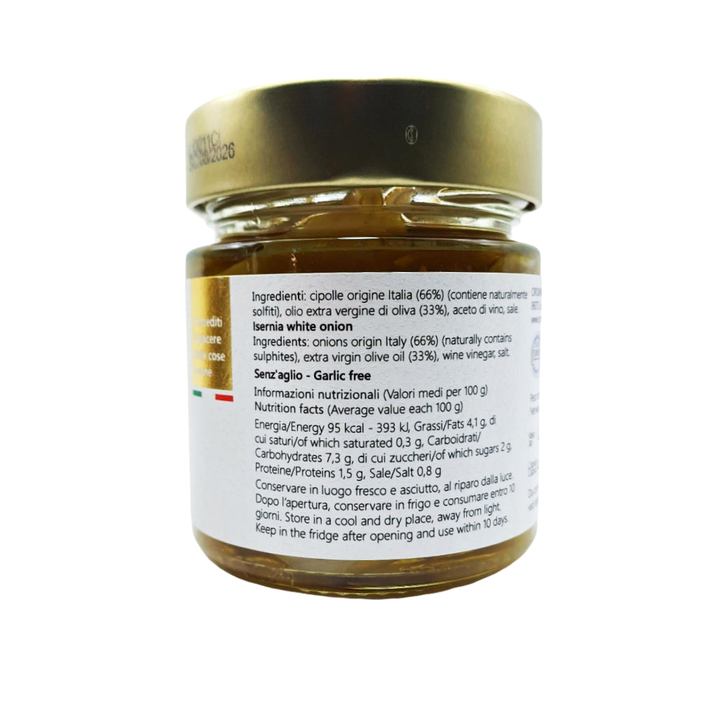 Cipolla bianca d'isernia in olio EVO vaso 210gr. Orominerva