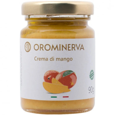"Crema di mango con olio extravergine di oliva Orominerva – prodotto artigianale del Molise in vasetto da 90g"