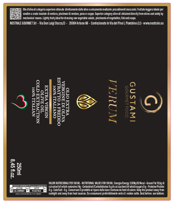 Etichetta olio extravergine di oliva Verum 
