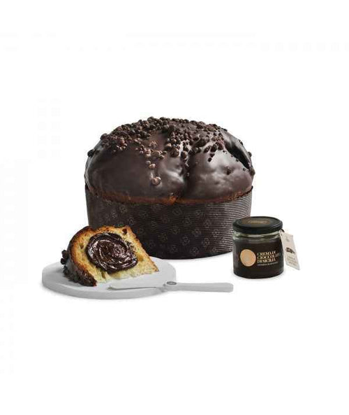 Panettone al Cioccolato di Sicilia con Fragoline di Bosco e Crema Spalmabile – Fiasconaro
