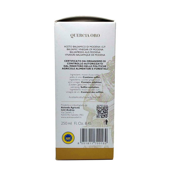 Aceto Balsamico di Modena I.G.P. "Quercia Oro" 250ml.
