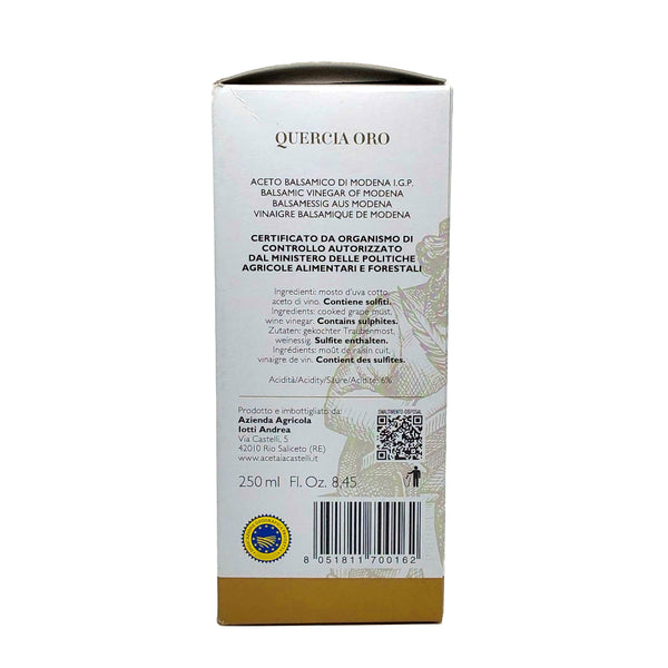 Aceto Balsamico di Modena I.G.P. "Quercia Oro" 250ml.