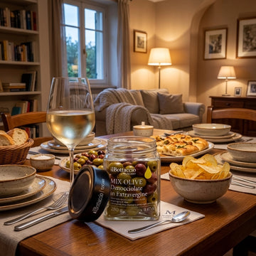 Aperitivo con Barattolo di mix di olive in olio extravergine di oliva Il Bottaccio 280 g
