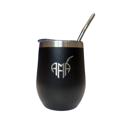 Tazza Termica Nera con Bombilla – Set Yerba Mate 350ml Isolamento Termico
