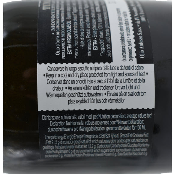 Extra Virgin Olive Oil "Monocultivar Taggiasca" 500ml.