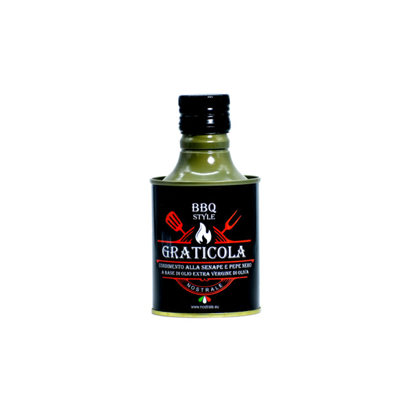 Graticola Condimento a base di olio extravergine di oliva con senape e pepe nero 250 ml . Nostrale