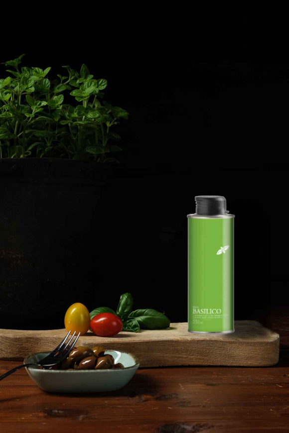 Olio extravergine di oliva al basilico e limone 250ml.